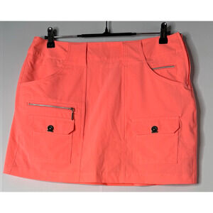 Jamie Sadock Golf Skort Womens Size 10 Neon Orange Pockets Side Zip Pickleball